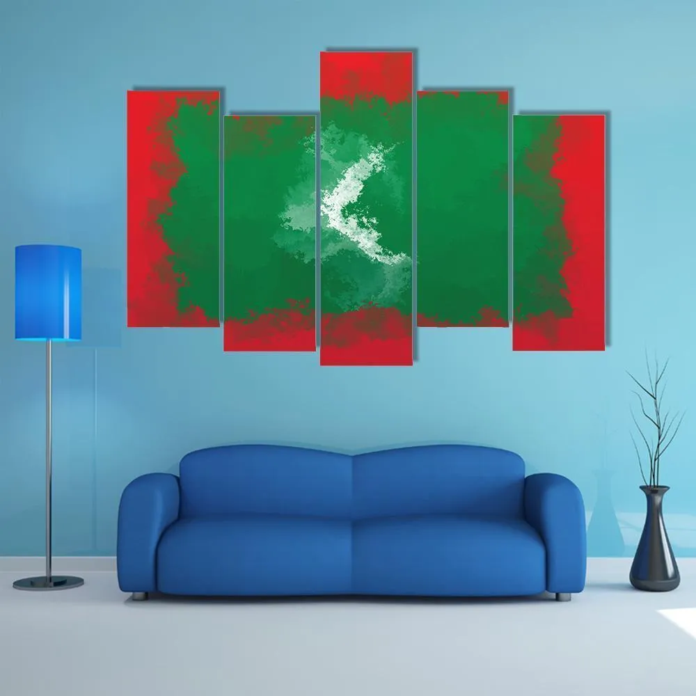 Grunge Maldives Flag Canvas Wall Art