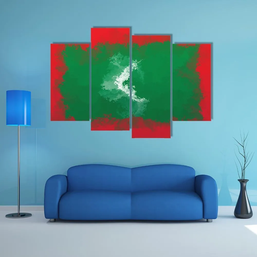 Grunge Maldives Flag Canvas Wall Art