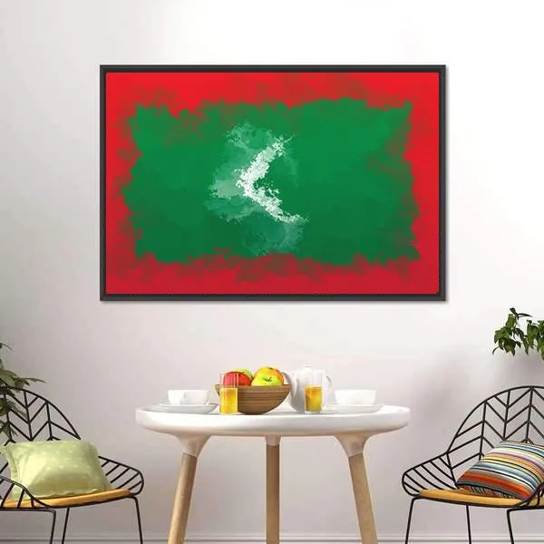 Grunge Maldives Flag Canvas Wall Art