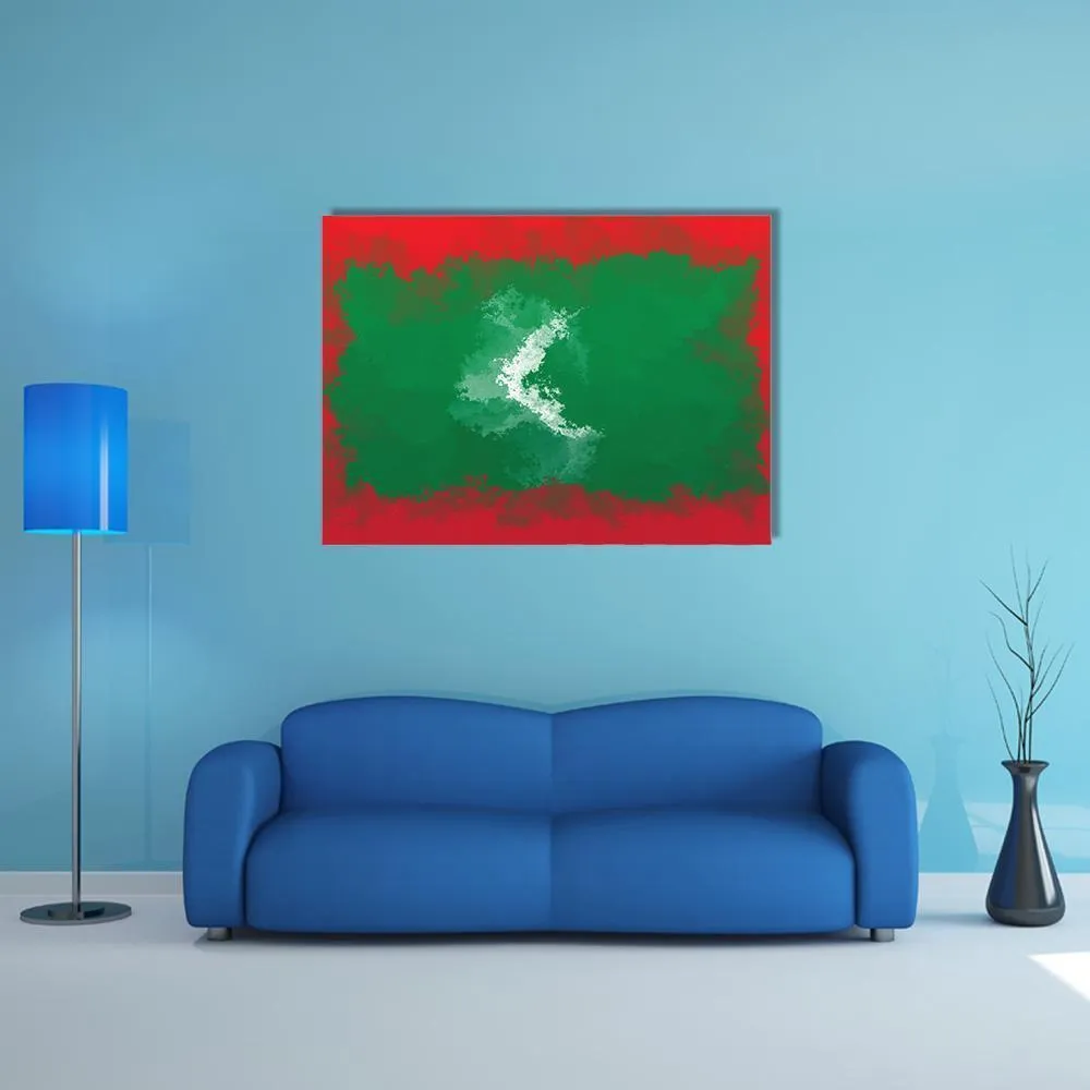 Grunge Maldives Flag Canvas Wall Art