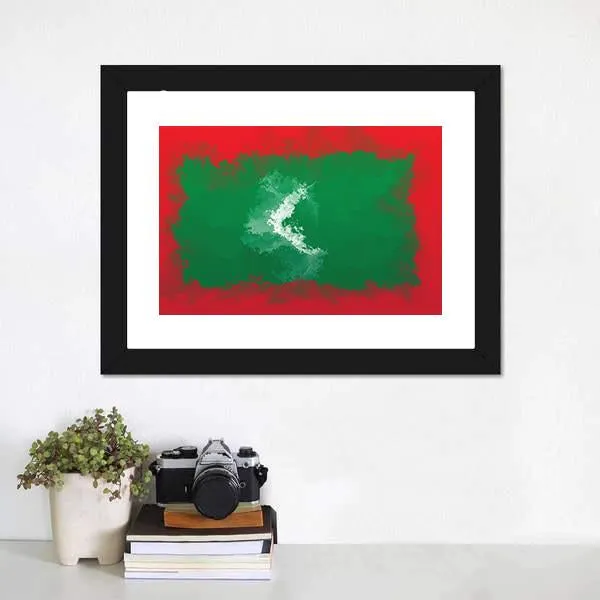 Grunge Maldives Flag Canvas Wall Art