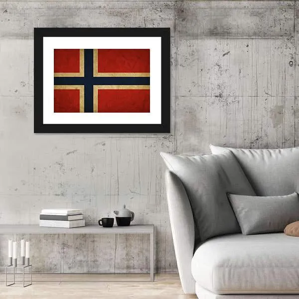 Grunge Norway Flag Canvas Wall Art