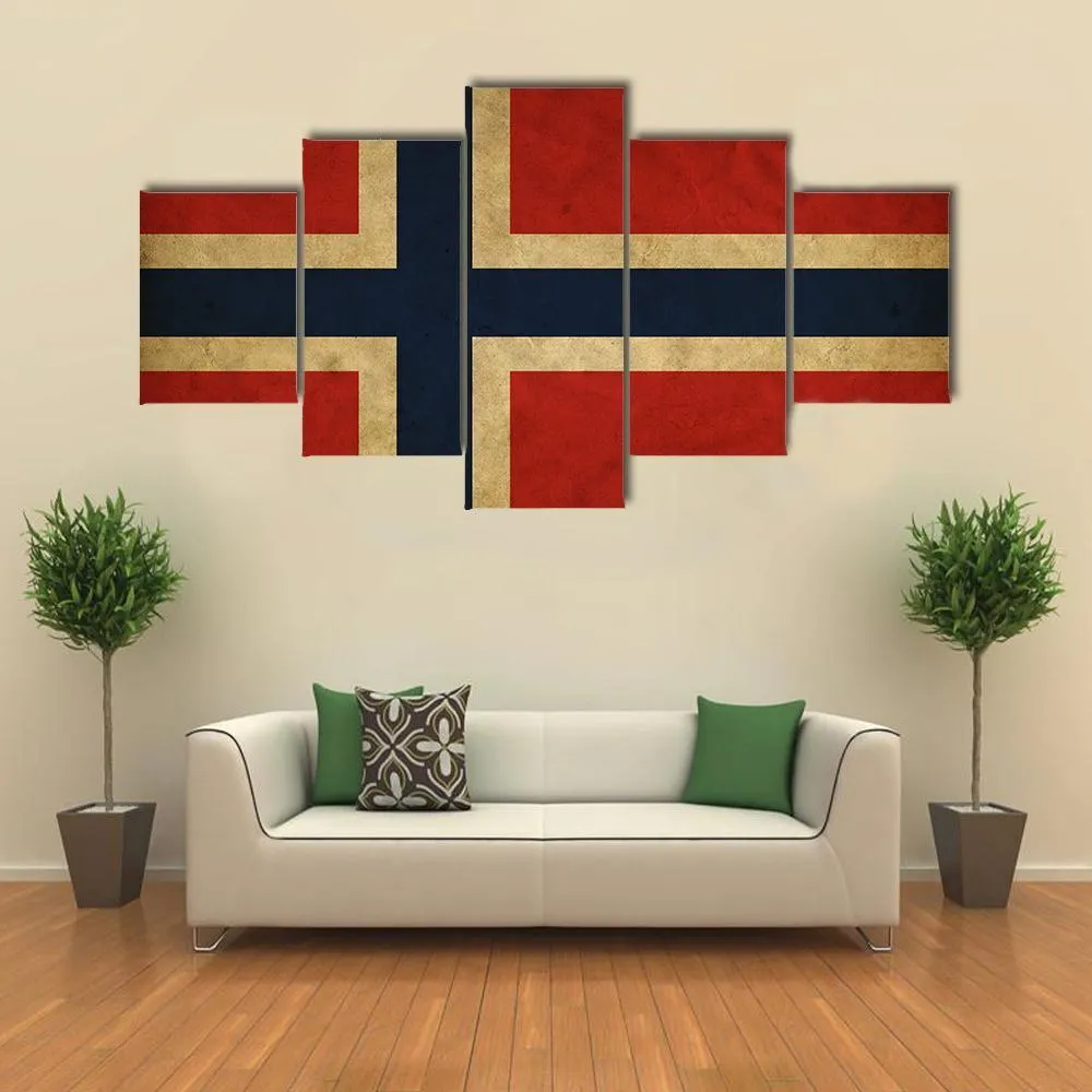 Grunge Norway Flag Canvas Wall Art