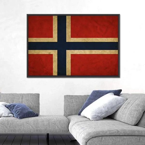 Grunge Norway Flag Canvas Wall Art