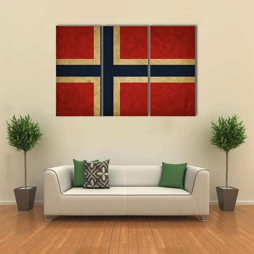 Grunge Norway Flag Canvas Wall Art