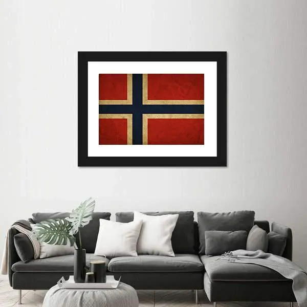 Grunge Norway Flag Canvas Wall Art