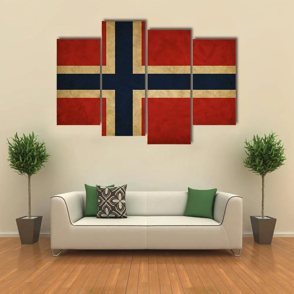 Grunge Norway Flag Canvas Wall Art