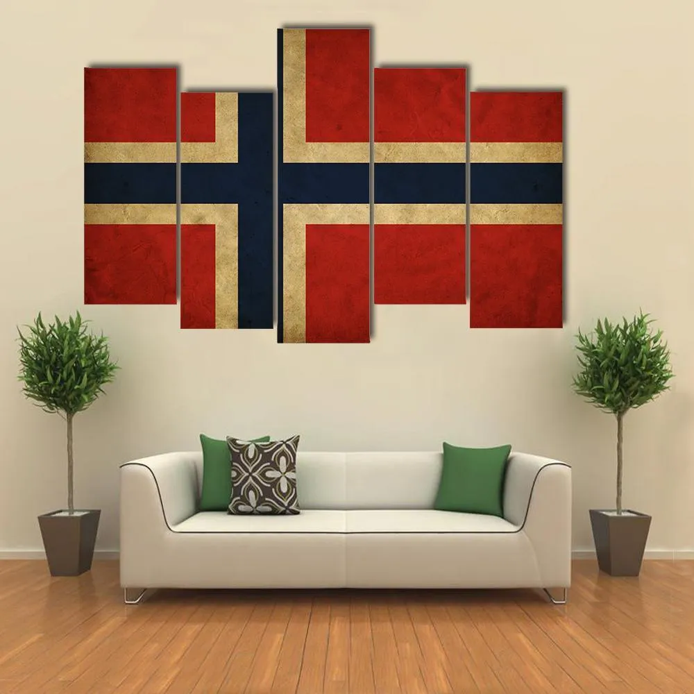 Grunge Norway Flag Canvas Wall Art