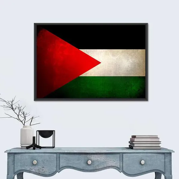 Grunge Palestine Flag Canvas Wall Art