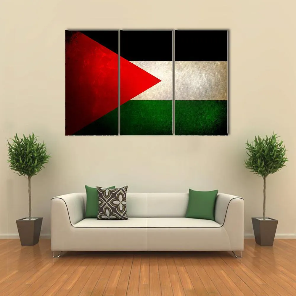 Grunge Palestine Flag Canvas Wall Art