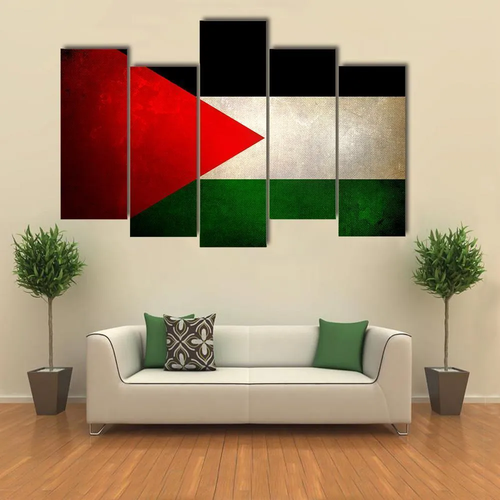 Grunge Palestine Flag Canvas Wall Art