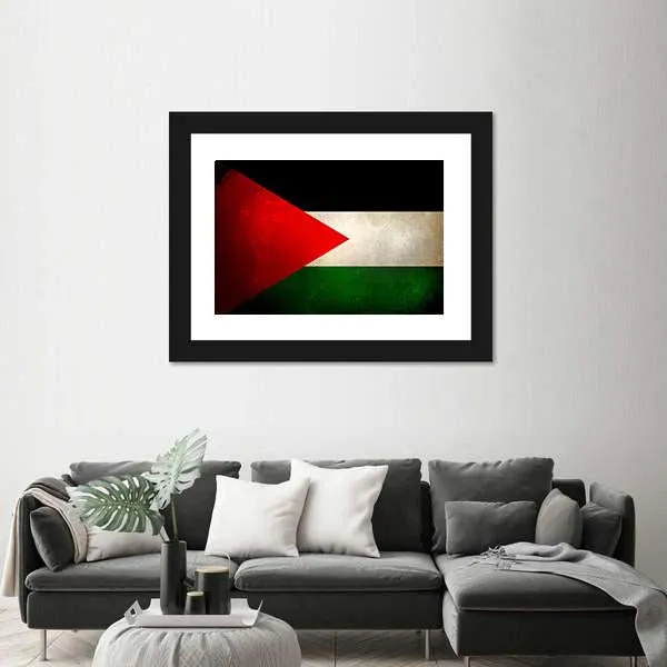 Grunge Palestine Flag Canvas Wall Art