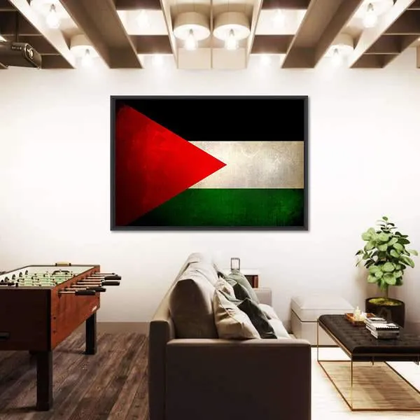 Grunge Palestine Flag Canvas Wall Art