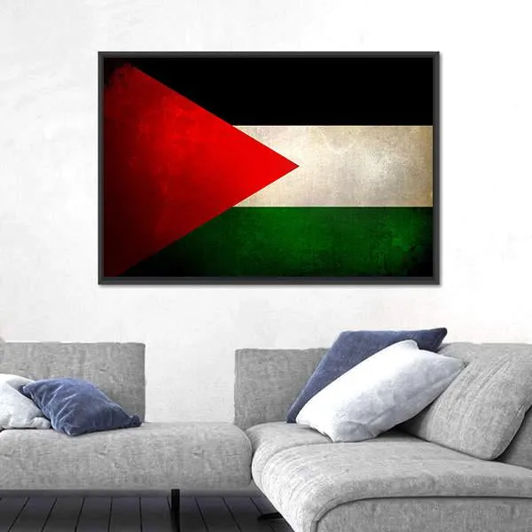 Grunge Palestine Flag Canvas Wall Art