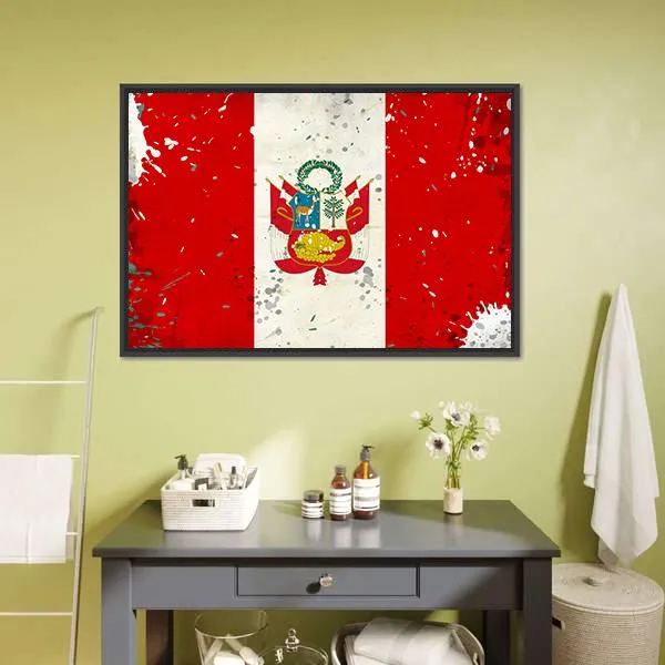 Grunge Peru Flag Canvas Wall Art