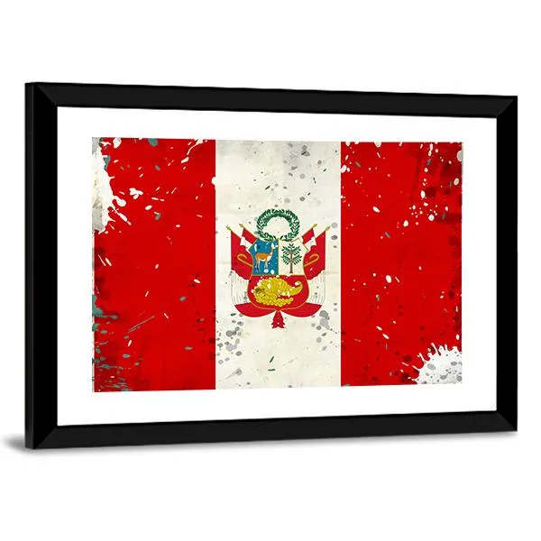 Grunge Peru Flag Canvas Wall Art