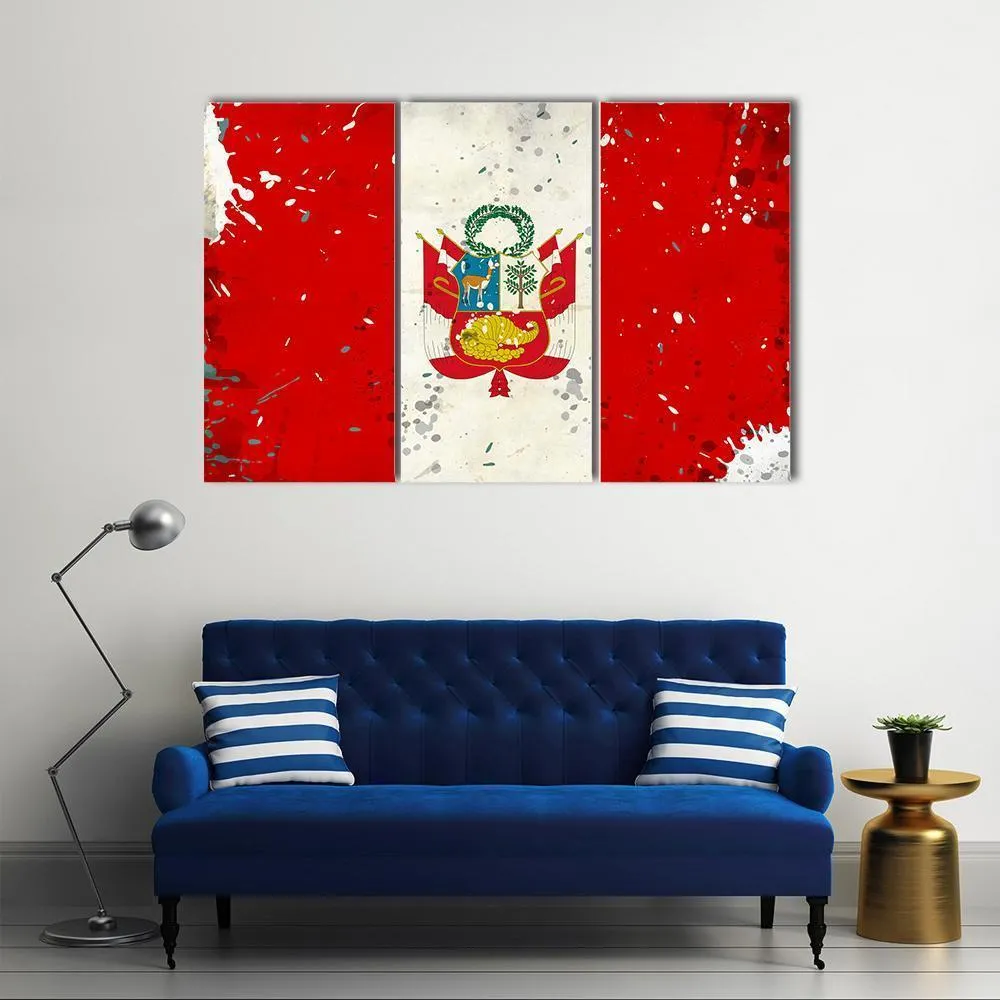 Grunge Peru Flag Canvas Wall Art