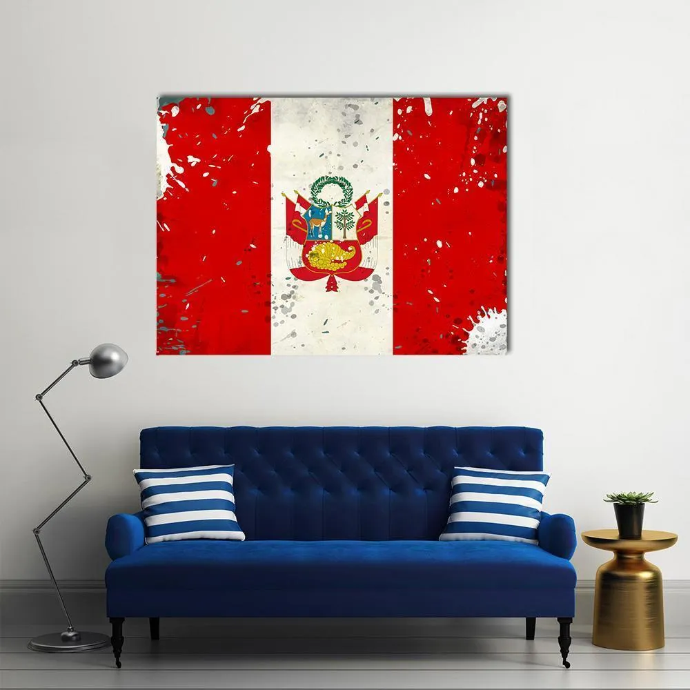 Grunge Peru Flag Canvas Wall Art