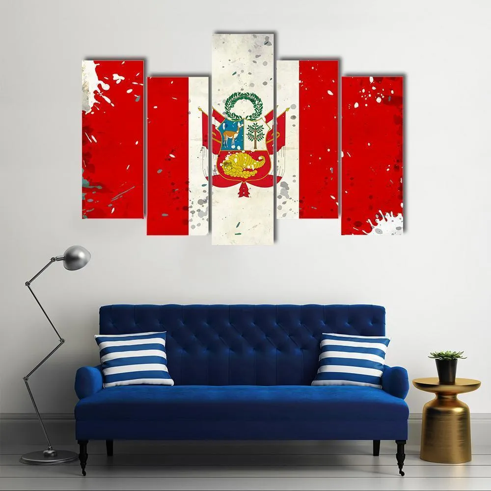 Grunge Peru Flag Canvas Wall Art