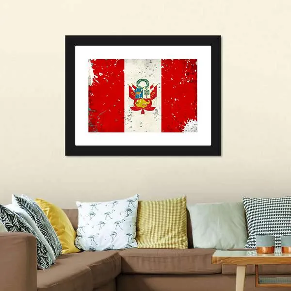 Grunge Peru Flag Canvas Wall Art