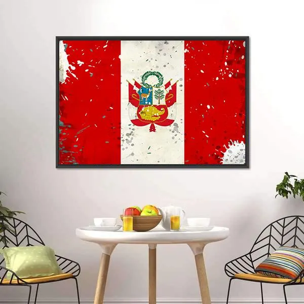 Grunge Peru Flag Canvas Wall Art