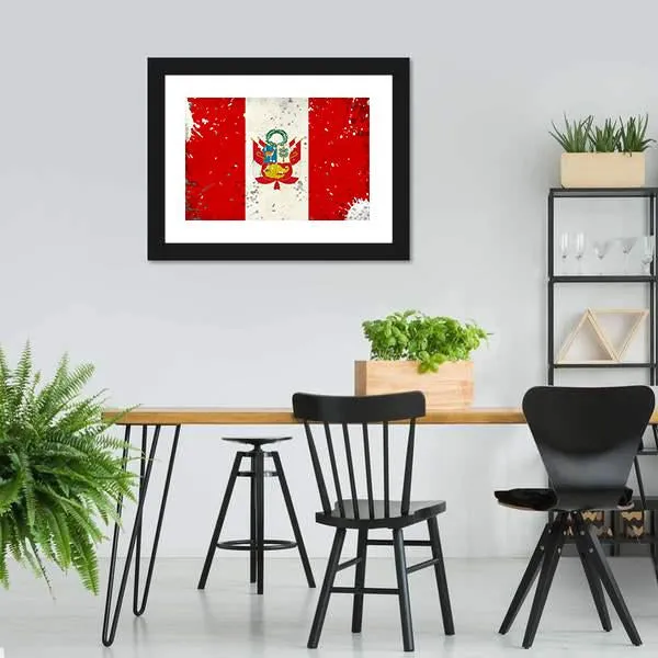 Grunge Peru Flag Canvas Wall Art