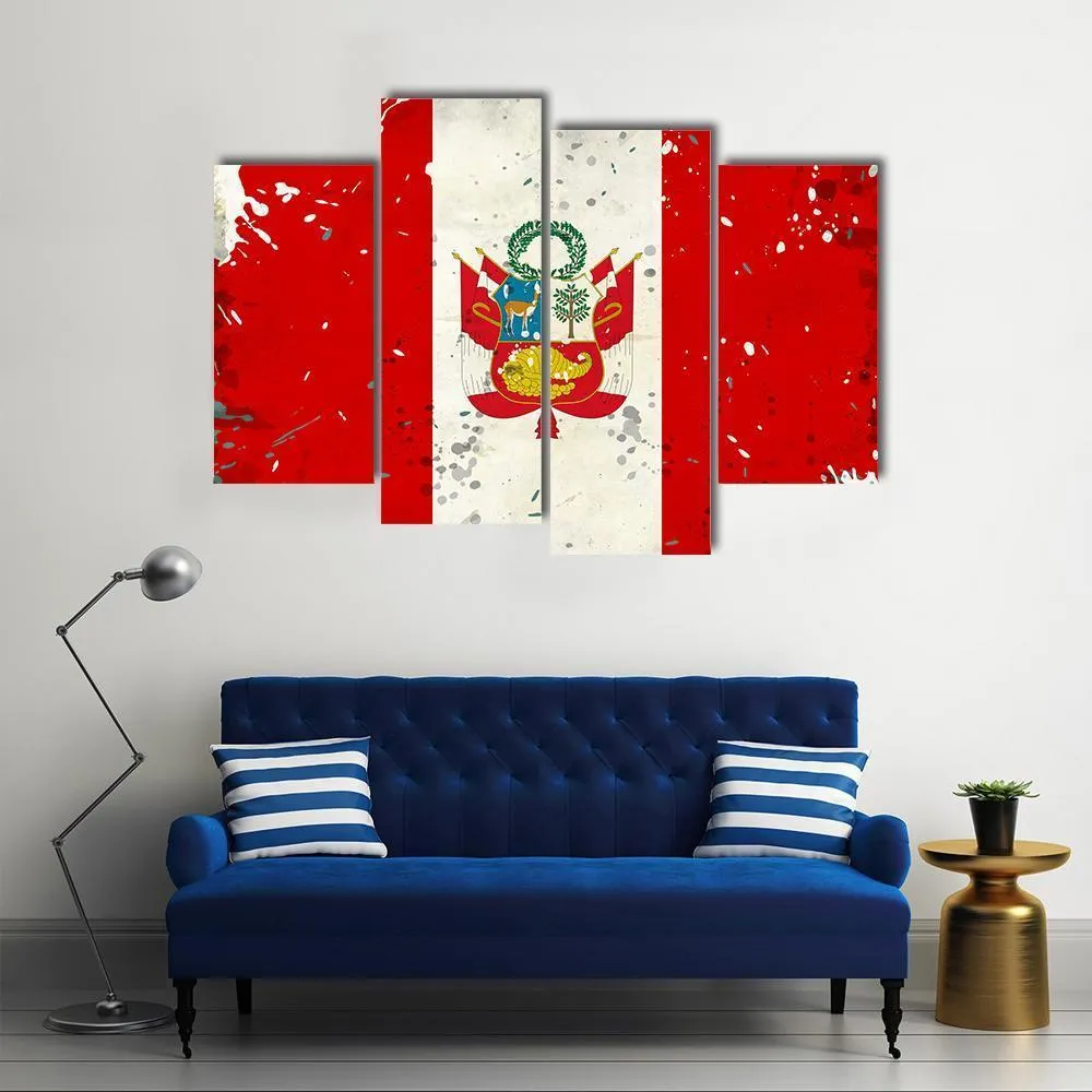 Grunge Peru Flag Canvas Wall Art