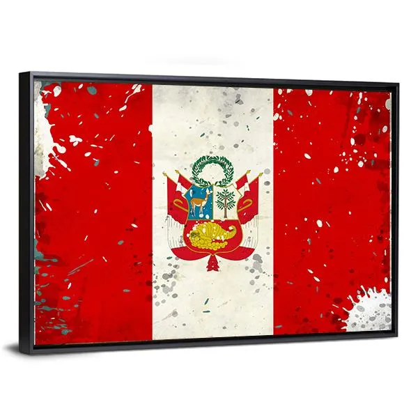 Grunge Peru Flag Canvas Wall Art