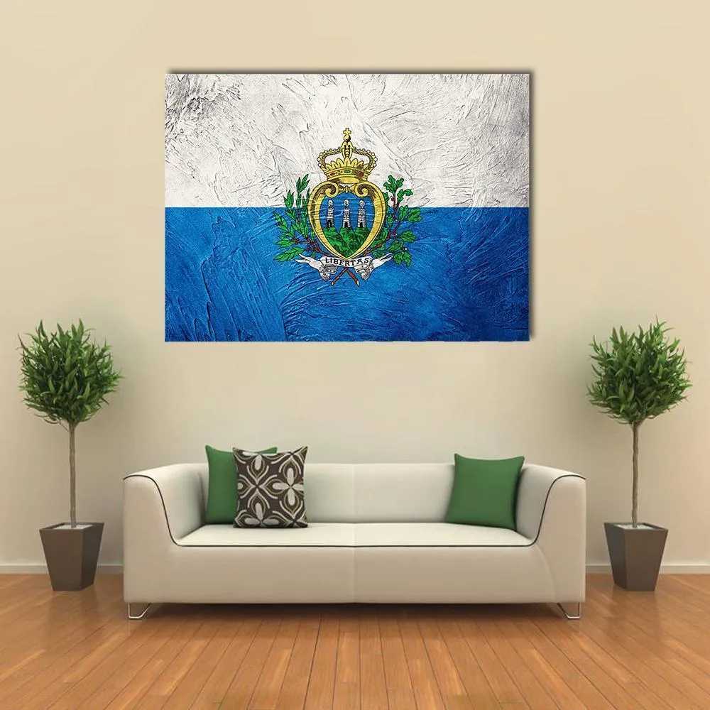 Grunge San Marino Flag Canvas Wall Art