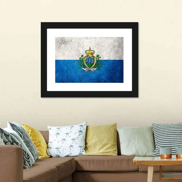 Grunge San Marino Flag Canvas Wall Art