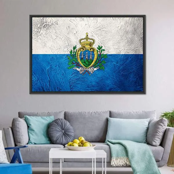 Grunge San Marino Flag Canvas Wall Art