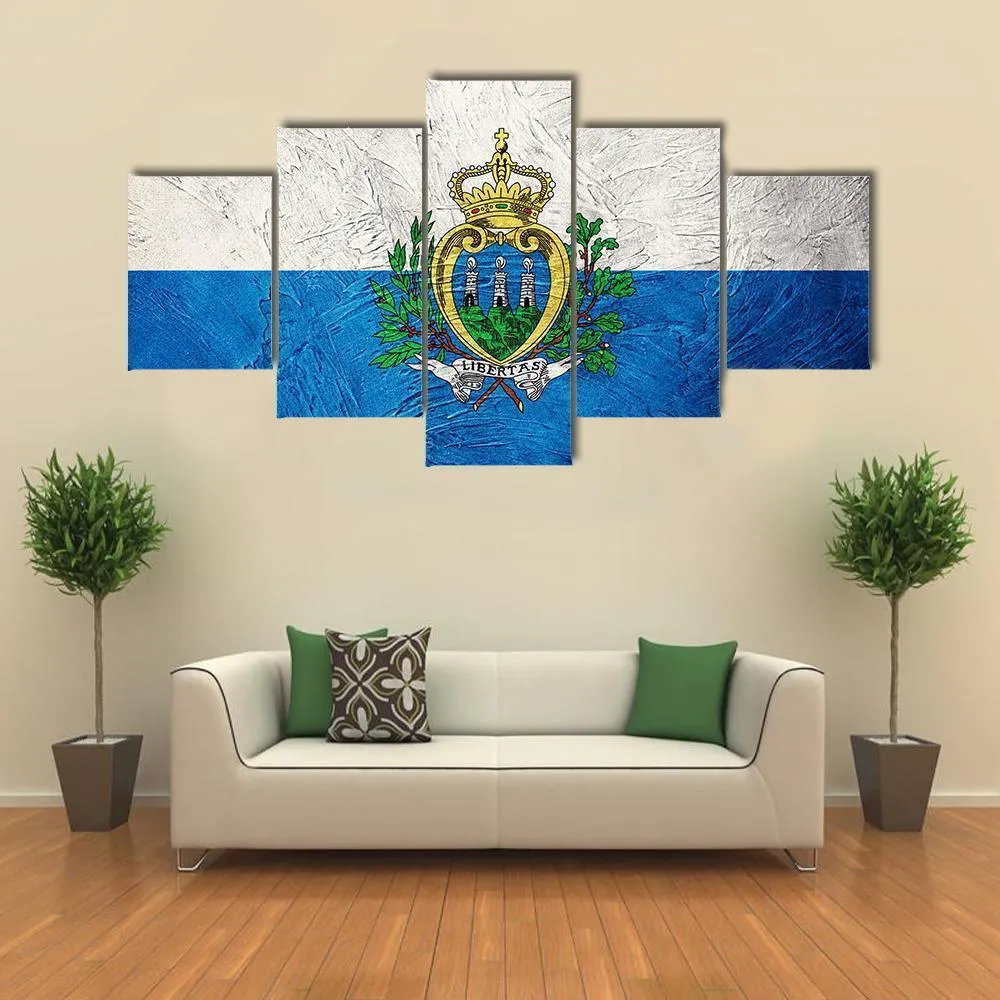 Grunge San Marino Flag Canvas Wall Art