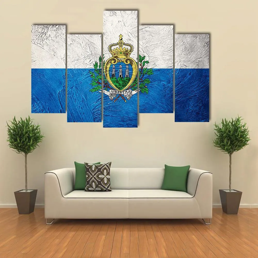 Grunge San Marino Flag Canvas Wall Art