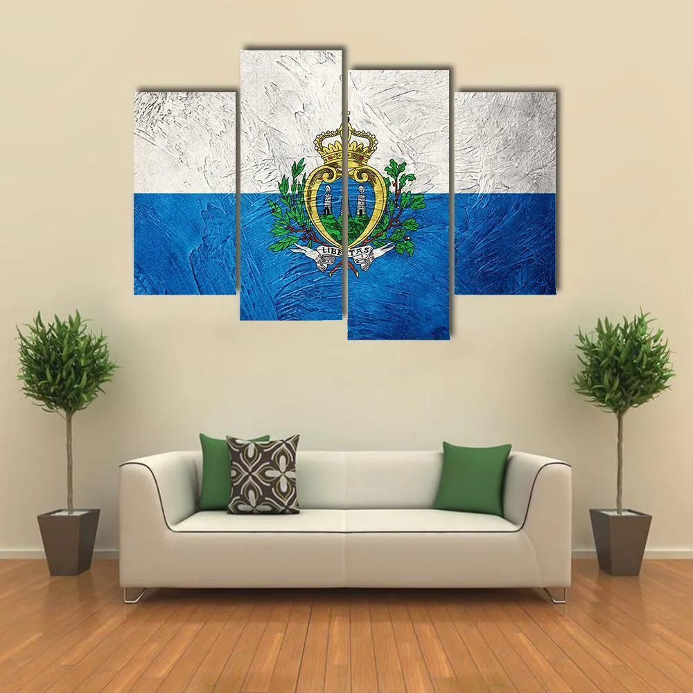 Grunge San Marino Flag Canvas Wall Art