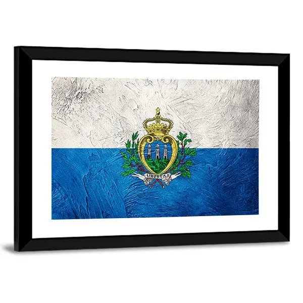 Grunge San Marino Flag Canvas Wall Art