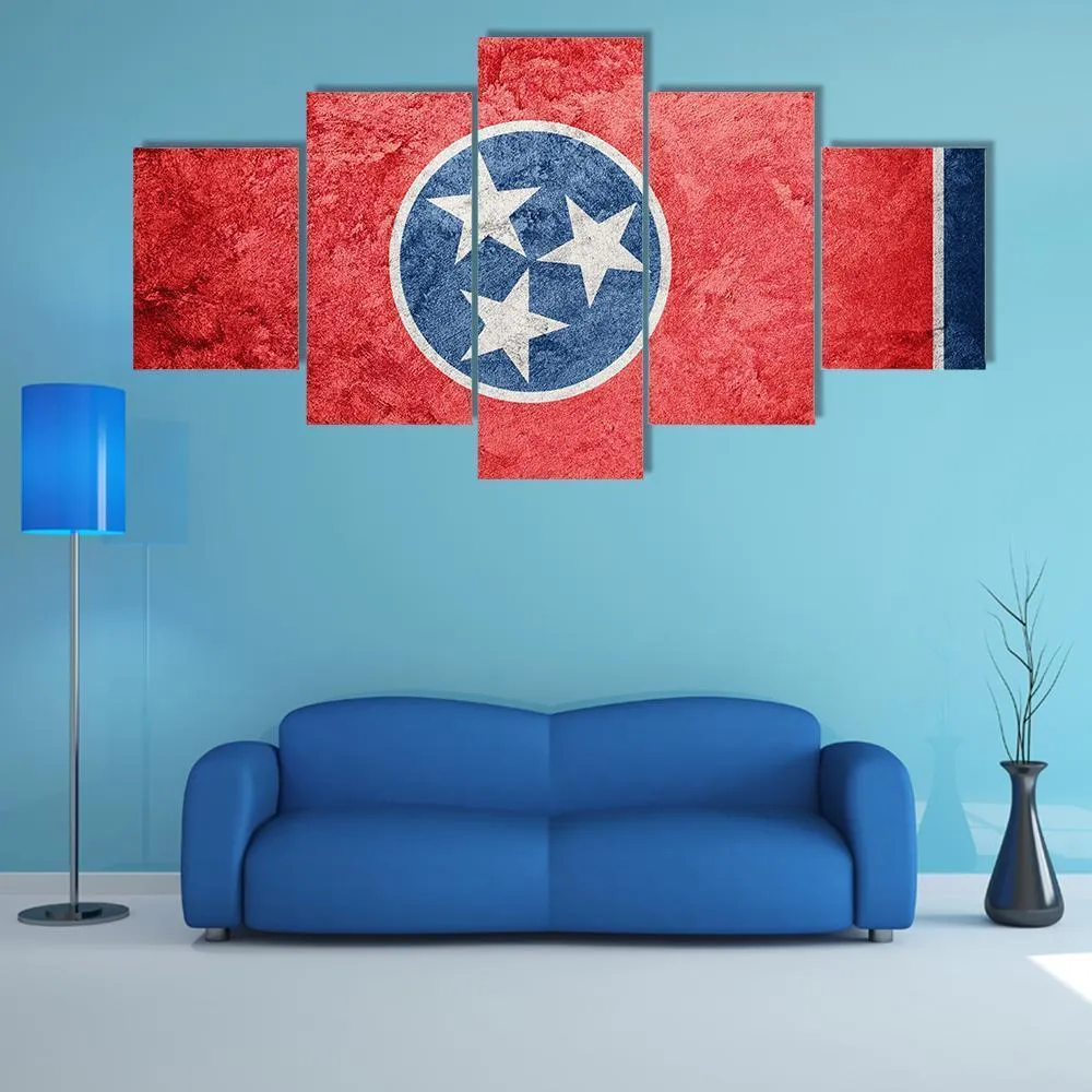 Grunge Tennessee Flag Canvas Wall Art