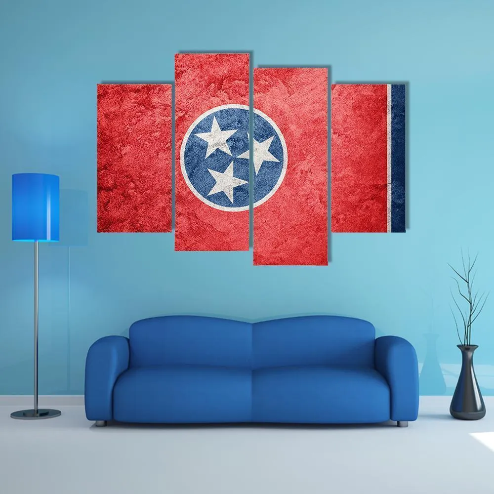 Grunge Tennessee Flag Canvas Wall Art