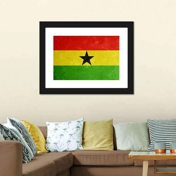 Grunge Textured Flag Of Ghana Canvas Wall Art