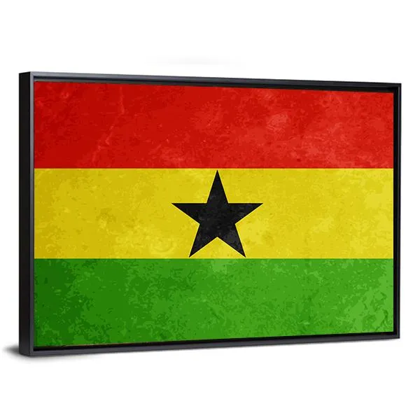 Grunge Textured Flag Of Ghana Canvas Wall Art