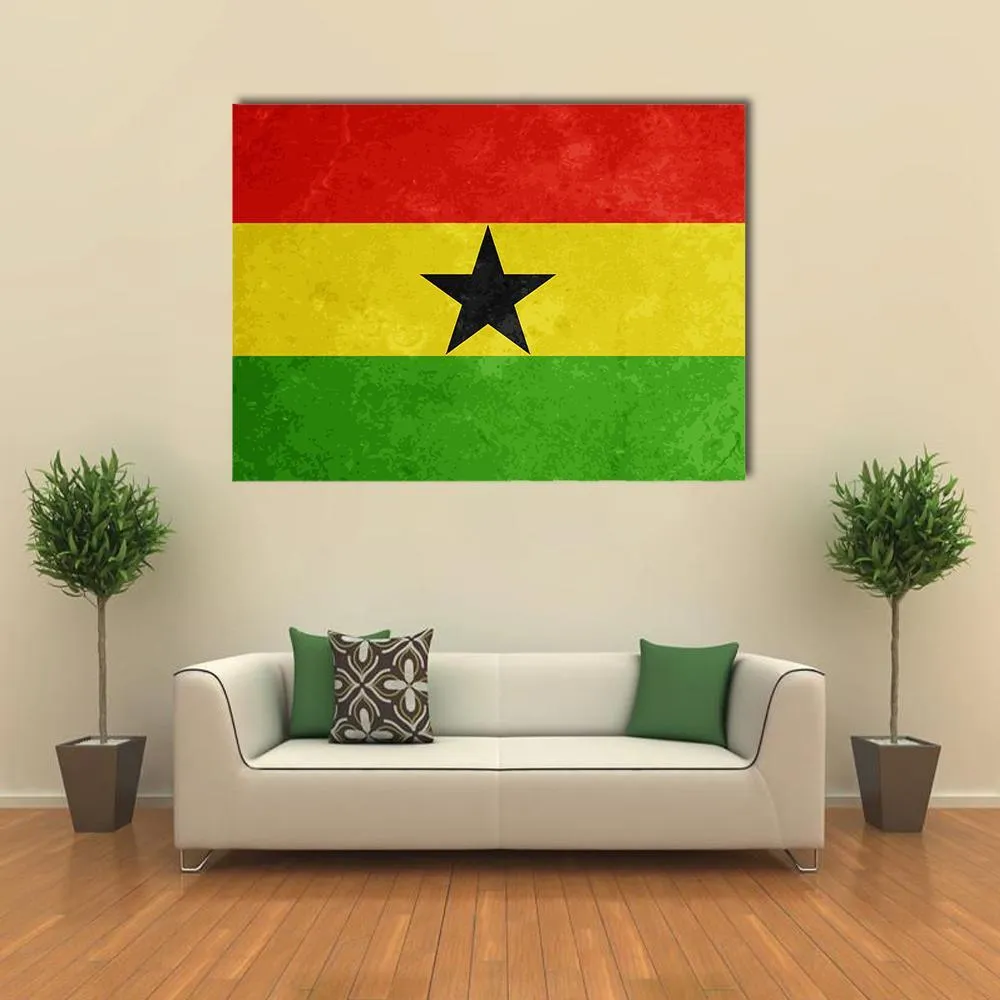 Grunge Textured Flag Of Ghana Canvas Wall Art