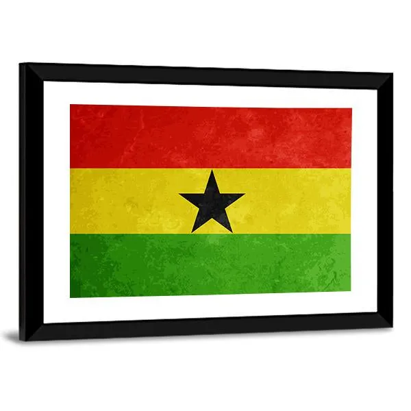 Grunge Textured Flag Of Ghana Canvas Wall Art