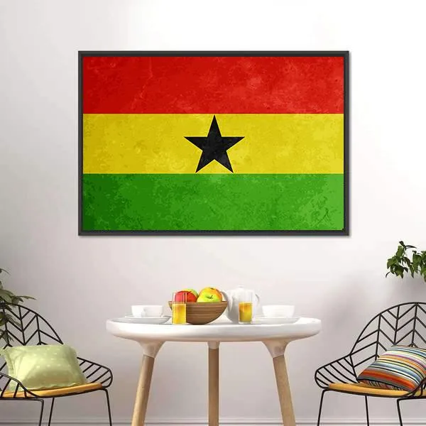 Grunge Textured Flag Of Ghana Canvas Wall Art