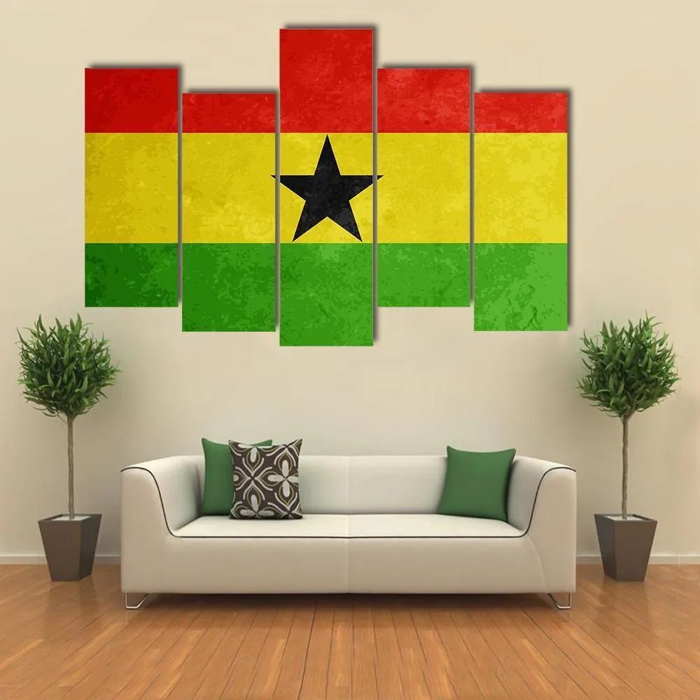 Grunge Textured Flag Of Ghana Canvas Wall Art