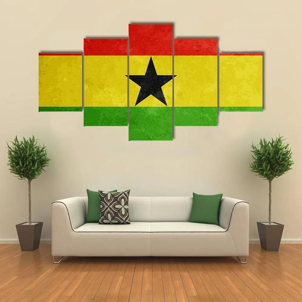 Grunge Textured Flag Of Ghana Canvas Wall Art