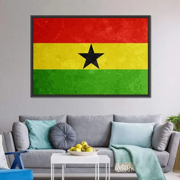 Grunge Textured Flag Of Ghana Canvas Wall Art