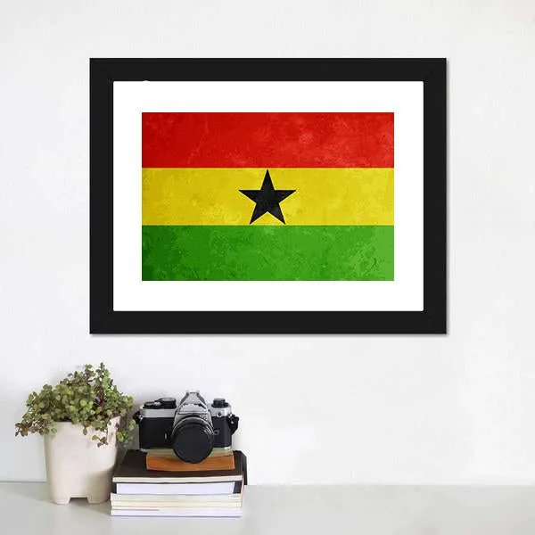 Grunge Textured Flag Of Ghana Canvas Wall Art