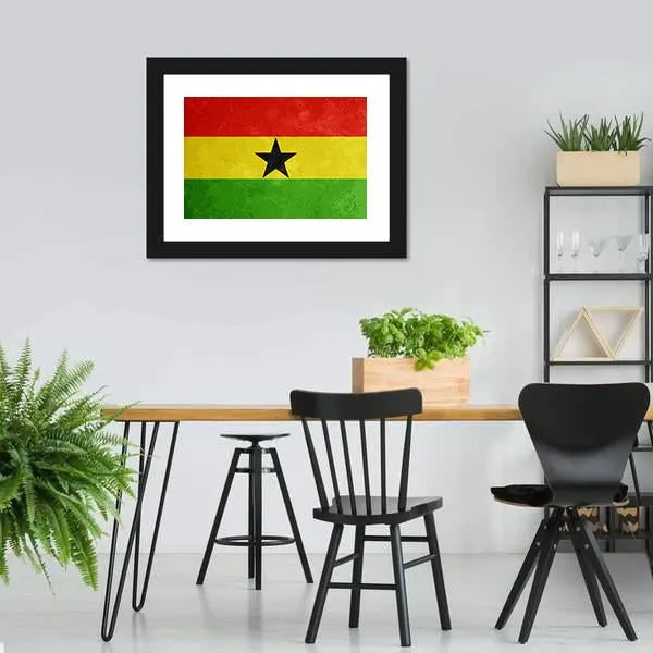 Grunge Textured Flag Of Ghana Canvas Wall Art