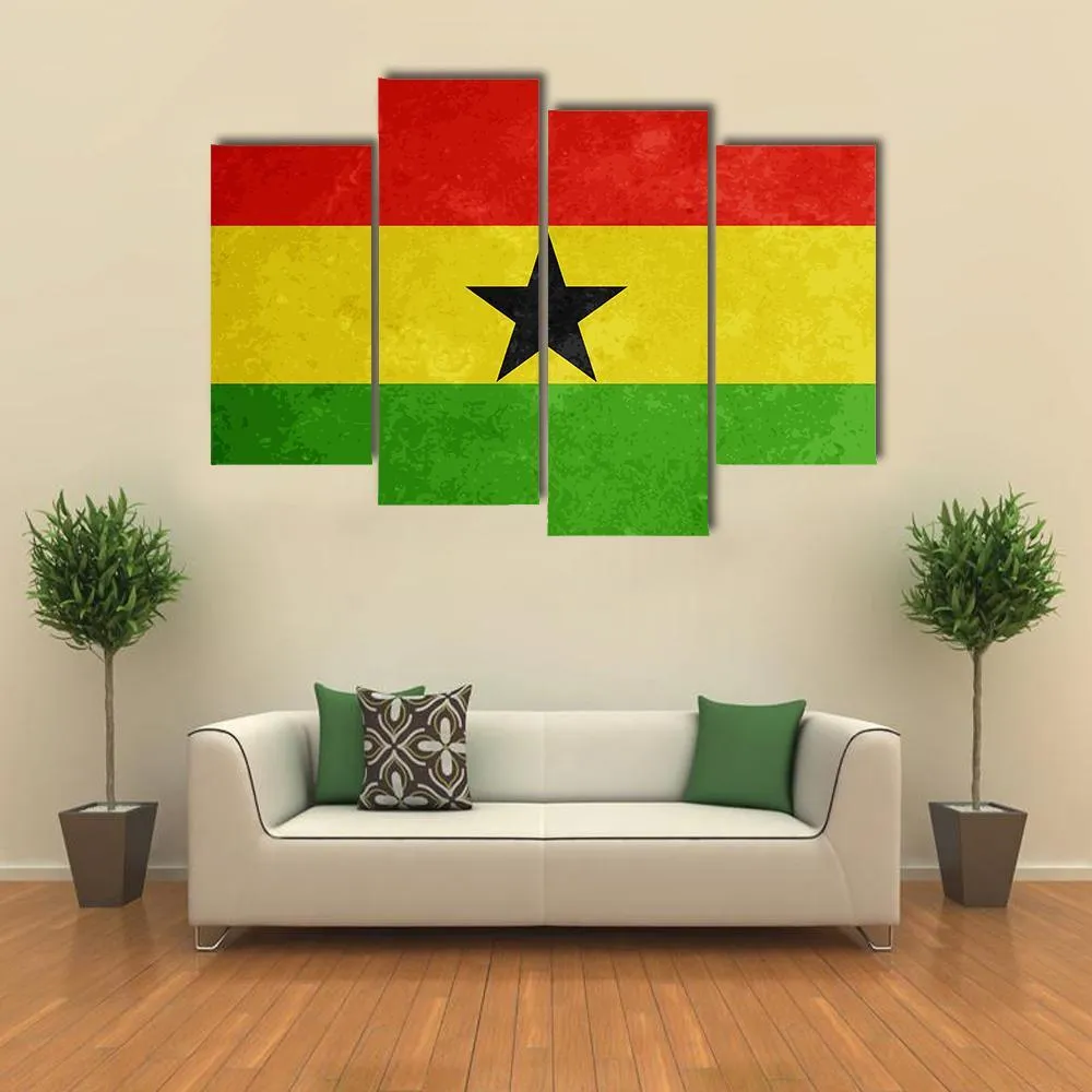 Grunge Textured Flag Of Ghana Canvas Wall Art