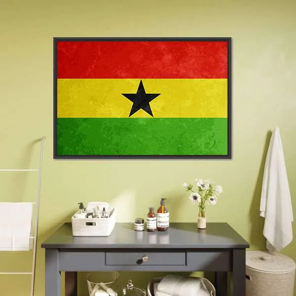 Grunge Textured Flag Of Ghana Canvas Wall Art