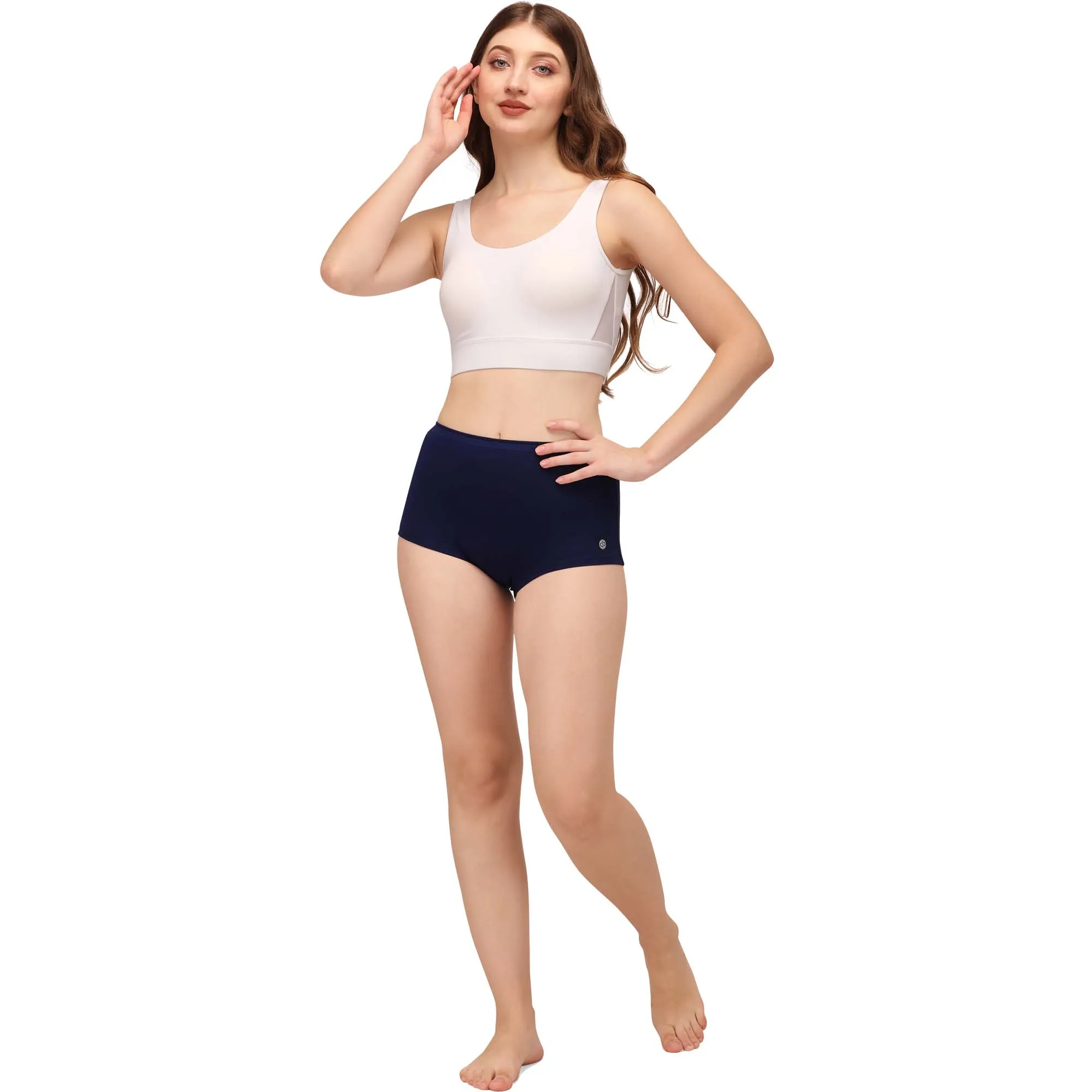 High Rise Full Coverage Cotton Spandex Boyshorts (Pack of 2) - 2BS-25